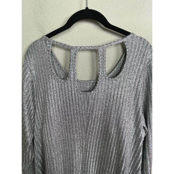 Torrid Silver Metallic Shimmer Ribbed Knit Trapeze‎ Dress Size 2 (18-20) - Picture 5 of 9